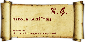Mikola György névjegykártya
